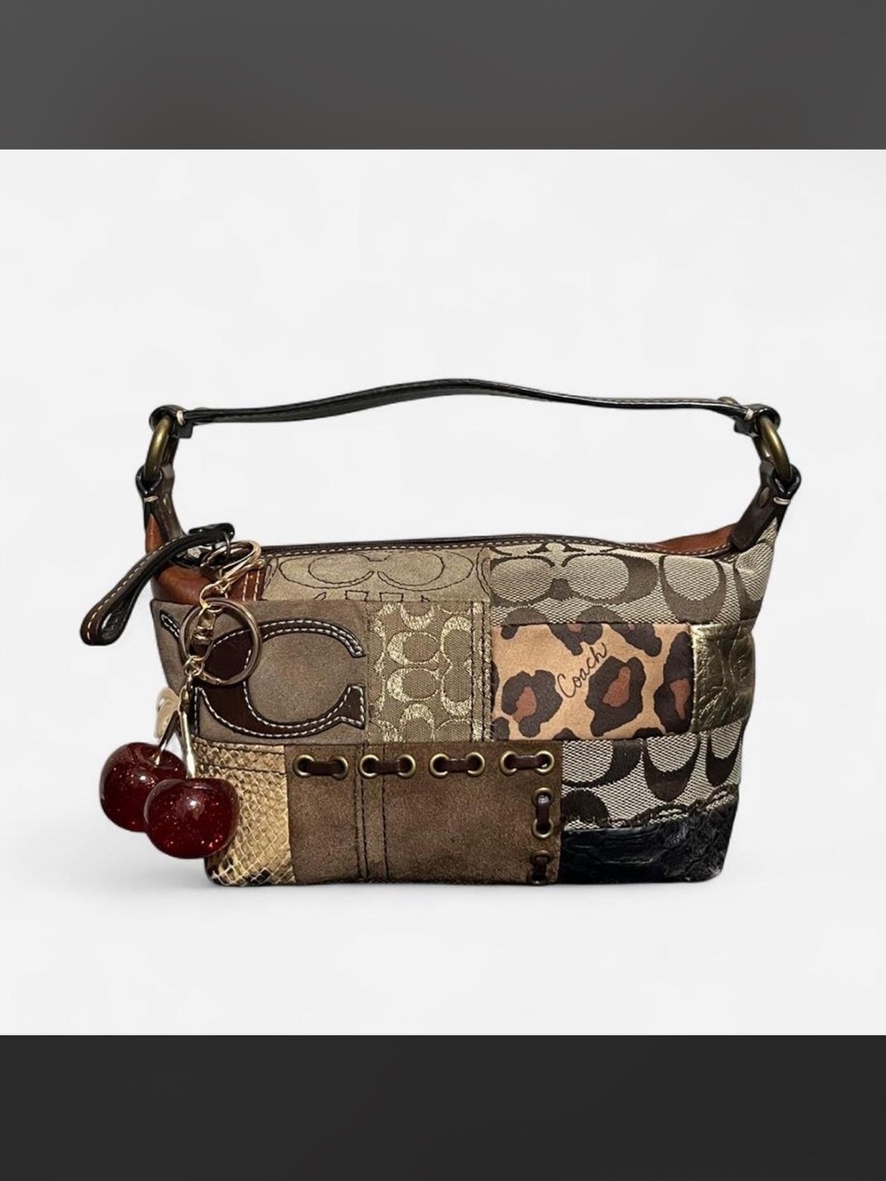 vintage coach patchwork top handle mini bag 🤎💋ྀིྀི